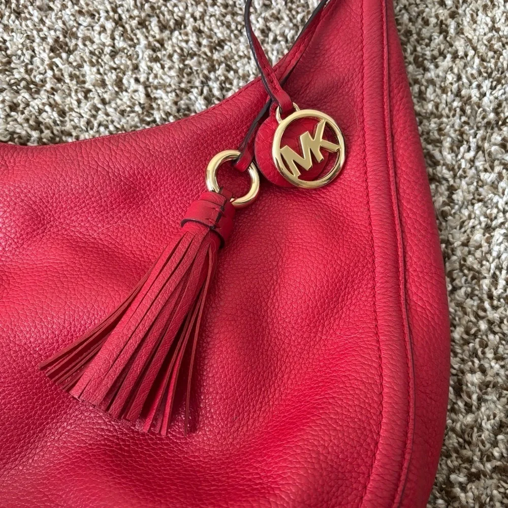 Michael Kors | Women's Red Leather Shoulder Hobo Bag